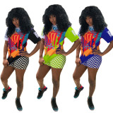 EVE Plus Size Printed Sporty Two Piece Shorts Sets BLX-7321