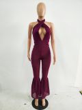 EVE Sexy Halter Backless Boot Cut Jumpsuits LSD-8019