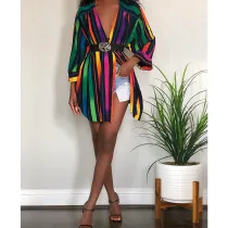 EVE Colorful Stripe Long Sleeve Blouse Shirt ASL-6195