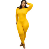 EVE Solid Long Sleeve Bodycon One Piece Jumpsuit SFY-066