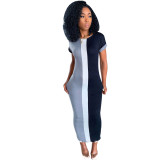 EVE Casual Splice Short Sleeve Long Maxi Dress SFY-065
