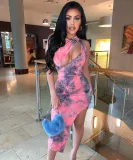 EVE Sexy Printed Cut Out Irregular Club Dress BGN-045