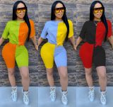 EVE Contrast Color Short Sleeve Two Piece Sets WSM-5140