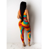 EVE Tie Dye Print Bodysuit And Pants 2 Piece Sets ASL-6255