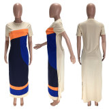 EVE Casual Splice Short Sleeve Long Maxi Dress MN-9234