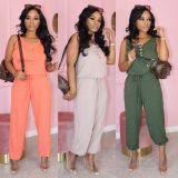 EVE Plus Size Solid Casual Loose Sleeveless Jumpsuits MTY-6295