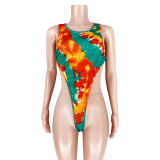 EVE Tie Dye Print Bodysuit And Pants 2 Piece Sets ASL-6255