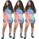 EVE Tie Dye Print Tube Top And Shorts 2 Piece Sets YIY-5150