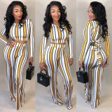 EVE Sexy Striped Open Back Two Piece Pants Set SHD-9046