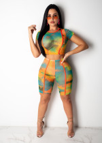 EVE Tie Dye Printed Mesh Perspective 2 Piece Sets SHD-9111