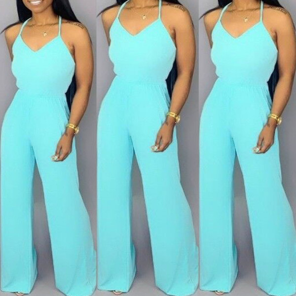 EVE Sexy Solid Backless Cross Strap Jumpsuits SHA-6068