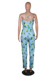 EVE Sexy Printed Spaghetti Strap Backless Jumpsuits SHA-6011