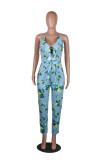 EVE Sexy Printed Spaghetti Strap Backless Jumpsuits SHA-6011