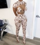 EVE Sexy Printed Bra+Crop Top+Pants 3 Piece Set AWN-5084