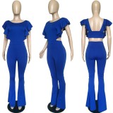 EVE Sexy Backless Ruffles Sleeve Flared Jumpsuits BGN-051