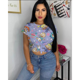 EVE Cartoon Print Short Sleeve O Neck T Shirt MIL-L093