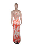 EVE Tie Dye Print Cross Strap Backless Long Maxi Dress YM-N9196