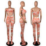 EVE Tie Dye Crop Top Stacked Pants Two Piece Suits OY-L6100