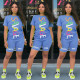 EVE Letter Printed Short Sleeve T-shirt Shorts Sports Suit MIL-L094