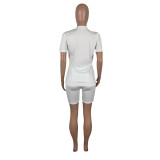 EVE White Cartoon T Shirt And Shorts Two Piece Sets ML-M7310