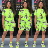 EVE Cartoon Rabbit Print T Shirt Shorts Two Piece Sets MIL-L102