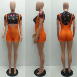 EVE Butterfly Print Crop Tops Bib Shorts Two Piece Sets MAE-2025