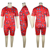 Butterfly Print Casual Loose Two Piece Shorts Set TE-3977-1
