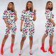 Butterfly Print Casual Loose Two Piece Shorts Set TE-3977-1
