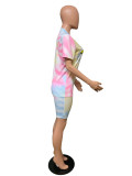 EVE Tie Dye Print Casual Two Piece Shorts Set QZX-6122
