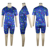 Butterfly Print Casual Loose Two Piece Shorts Set TE-3977-1