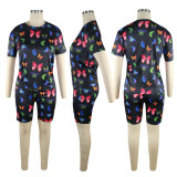 Butterfly Print Casual Loose Two Piece Shorts Set TE-3977-1