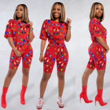 Butterfly Print Casual Loose Two Piece Shorts Set TE-3977-1