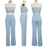 EVE Solid Tube Tops Long Pants Sexy Two Piece Suits SMR-9613