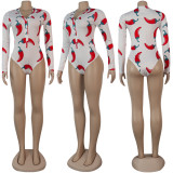 EVE Casual Printed Long Sleeve Slepwear Bodysuit SFY-121