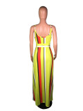 EVE Colorful Stripe Loose Maxi Slip Dress With Headscarf BS-1187