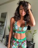EVE Sexy Printed Tank Top Long Pants Tight 2 Piece Sets OD-8385
