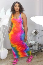 EVE Tie Dye Print Sleeve Long Maxi Tank Dress NIK-126