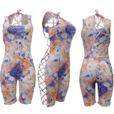 EVE Sexy Tie Dye Print Hollow Out Sleeveless Romper AL-180