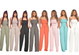 EVE Solid Strapless Sleeveless Wide Lge Jumpsuits TR-1035