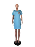 EVE Fashion Plus Size  Leopard Pocket Stitching Dress WAF-5010
