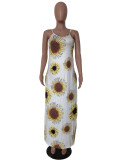 EVE Flower Print Sleeveless Loose Slip Maxi Dress WAF-5012