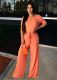 EVE Solid Short Sleeeve Casual One Piece Jumpsuits WAF-5021
