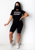 EVE Letter Print T Shirt Shorts Two Piece Suits SHA-6143