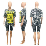 EVE Trend Personality Skull Print Two Piece Set NIK-129