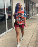 Casual Printed American Flag Short Sleeve Two Piece Set WY-6683