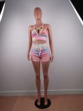 EVE Plus Size Tie Dye Print Backless Bikini Sets YNB-7095