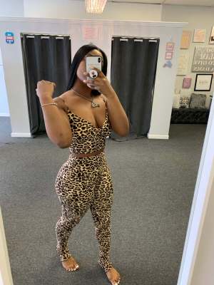 EVE Leopard Print Sexy Two Piece Pants Set JH-169