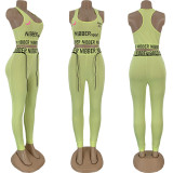 EVE Letter Print Fitness Two Piece Pants Set FNN-8392