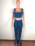 EVE Sexy Crop Top Stacked Pants Two Piece Sets OSM-6080