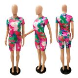 EVE Tie Dye Print T Shirt And Shorts 2 Piece Suits YFS-3502